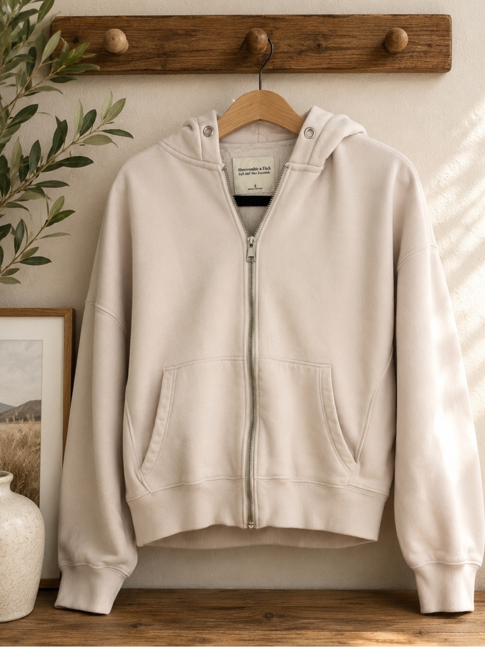 Abercrombie & Fitch Off-White Zip Hoodie